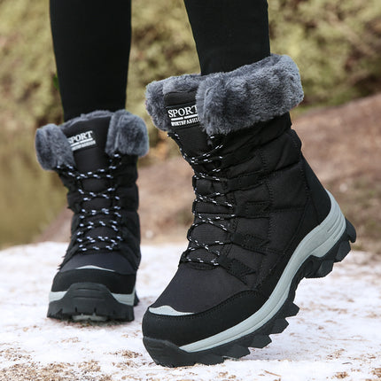 Warm Boots, Snow Boots, Plus Size, Thickened Outdoor Cold-Proof Snow Boots, Winter Women's Fleece-Lined Boots