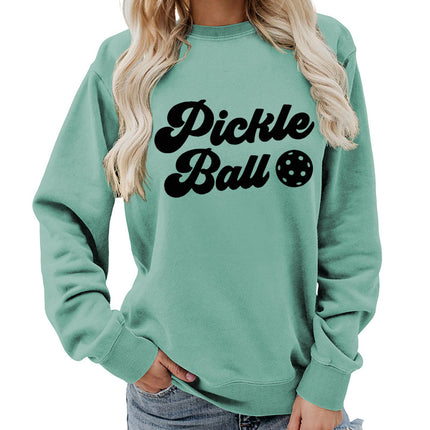 Pickle ball Printed Round Neck Women's Top Sweatshirt Foreign Trade Supply Autumn and Winter Coat Casual Loose European Size