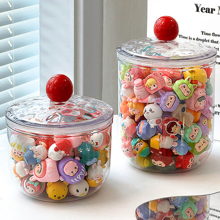 Cute Storage Can Transparent Dustproof Small Hand-held Greedy Baby Mini Bubble Mart Lego Storage Box