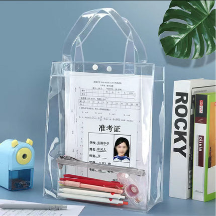 Transparent Document Bag Special Bag for Examination Primary School Student Subject Classification Bag Double-Layer tutorial bag Handbag Carrying Book Bag