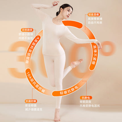 Autumn and Winter Women's Pure Cotton Thermal Underwear Set, Winter All-Cotton Base Layer Top, Zodiac Year Thermal Set