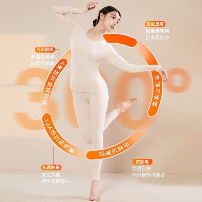 Autumn and Winter Women's Pure Cotton Thermal Underwear Set, Winter All-Cotton Base Layer Top, Zodiac Year Thermal Set