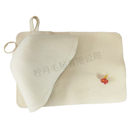 Felt Shower Cap Set Cross-Border Supply Integrated Felt Sheep Sauna Cap White Thermal Insulation