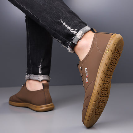 Oviege Autumn New Men's Casual Leather Shoes Soft Bottom Soft Surface Comfortable Breathable Yadan Style Fashion Men's Shoes