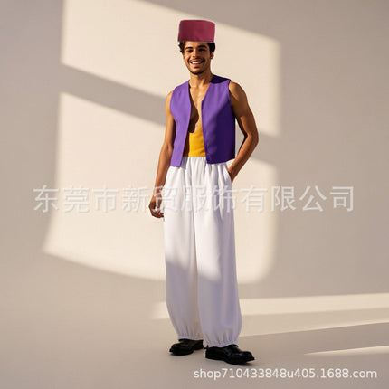 Adult Prince Aladdin Costume Magic Lamp Stage Party Dress up One Thousand and One Nights Prince Halloween Costume