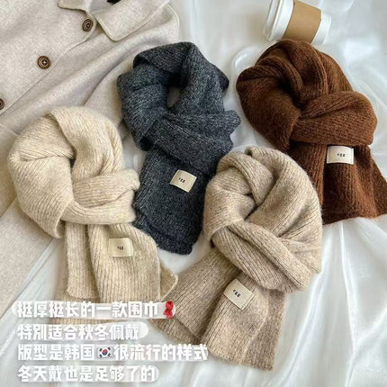 Contains Wool~ Soft and Cozy Egg Solid Color Scarf, Imitation Cashmere Neck Warmer, Winter Warmth, Korean Style, Knitted Wholesale, Soft