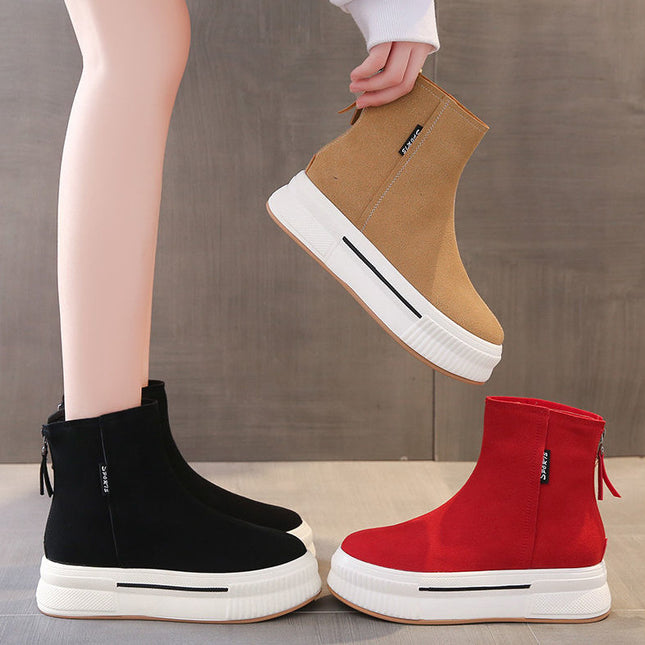 Short Boots for Women, Autumn and Winter Single Boots, 2025 New Thick-Soled Women's Shoes, New Versatile Casual Zipper Slip-On Boots