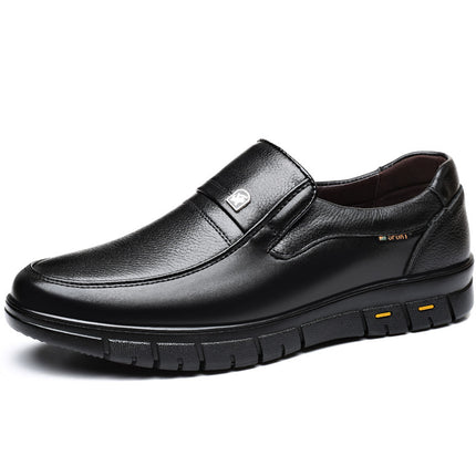 Dad Leather Shoes Large Size Middle-aged and Elderly Business Casual Shoes Genuine Leather Men's Leather Shoes Non-slip Fleece-lined Cotton Shoes Middle-aged Men's Shoes