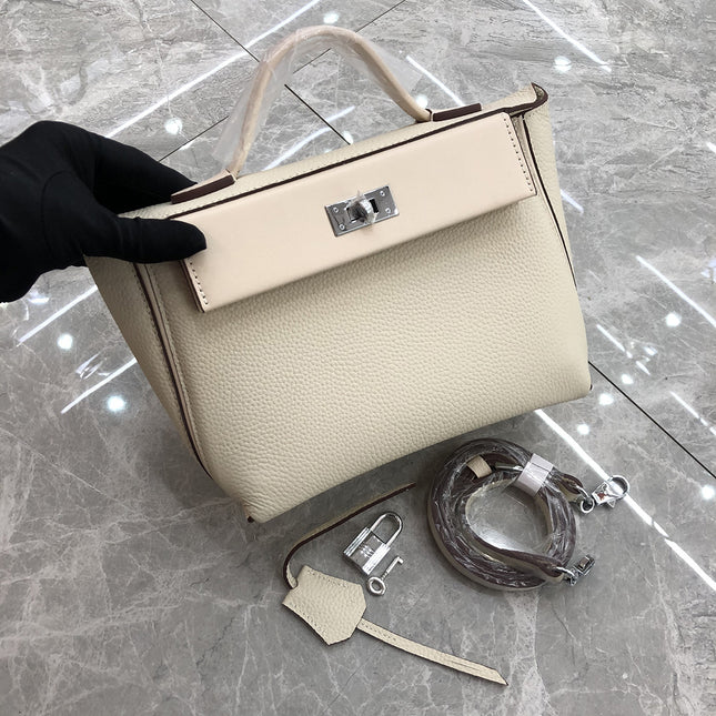 2023 New 2424 Kelly Mini Top Layer Cowhide Dumpling Bag Wings Bag Crossbody Shoulder Handbag Women's Bag