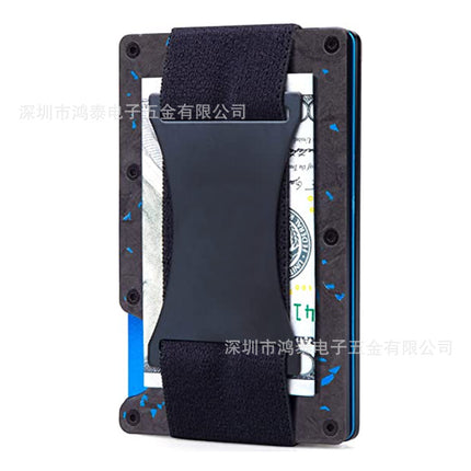 Cross-border Forged Carbon Pattern Card Holder RFID Metal Card Holder Red Forged Carbon Blue Forged Carbon Men's Minimalist Ultra-thin Wallet