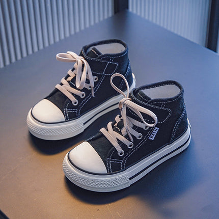 Children's Shoes Mango Head High-Top Canvas Shoes Spring and Autumn Casual Board Shoes for Boys and Girls Soft Sole Baby Cloth Shoes