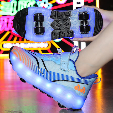 Children's Heelys Shoes 2025 Autumn Chitu Outdoor Casual Sports Shoes for Middle and Large Children and Students Led Four-Wheel Skates