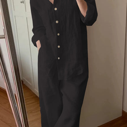 Single Piece/Complete Set Amazon Cross-Border New Set Cotton and Linen Shirt Shorts Casual Two-Piece Set Wholesale