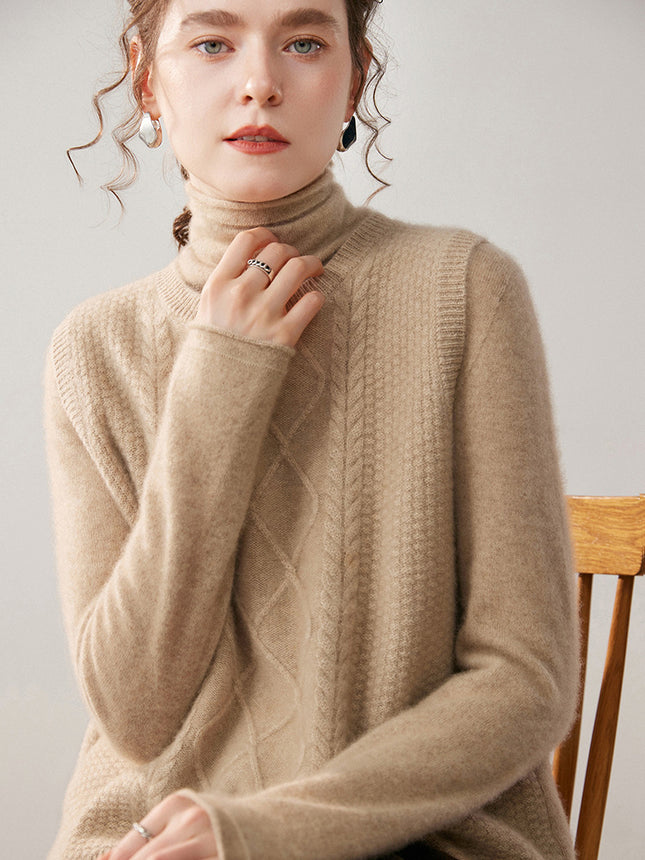 Autumn and Winter Cashmere Vest for Women, Round Neck, Thickened, Short Front and Long Back, Loose Fit, Sleeveless, Back Slit, Knitted Sweater