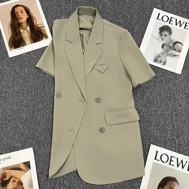Retro Green Thin Blazer Women's 2023 Summer New Design Casual Fashion Temperament Niche Suit