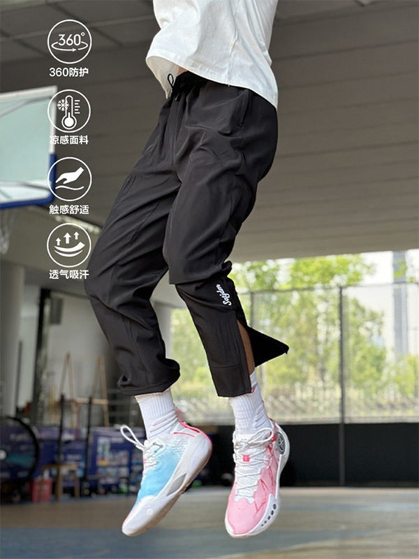 Men's 2025 Summer New Sports Pants Zipper Woven Leggings Basketball Training Fitness Quick-Drying Casual Pants