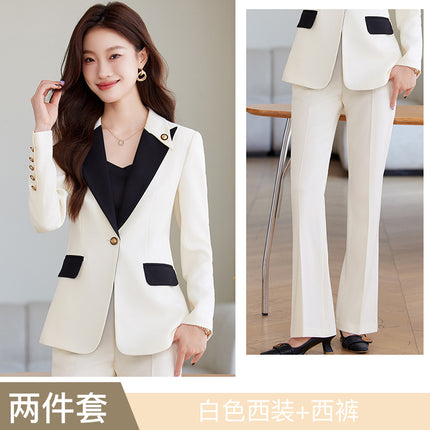 White Suit Jacket Women's 2024 Spring and Autumn New Fashion Sense Contrast Color Temperament Goddess Fan Host Professional suit