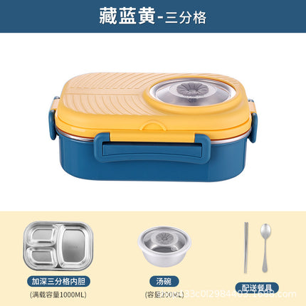 304 stainless steel student lunch box with lid office worker compartment lunch box ins style deepened heat preservation lunch box microwave oven