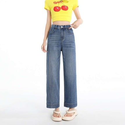Wholesale Dropshipping Straight-Leg Hip-Covering Magic Pants ~ Spring and Summer Stretchy Straight-Leg Pear-Shaped Petite Slimming Cropped Jeans