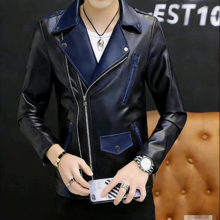 Spring and Autum Korean Style Motorcycle Leather Jacket for Men, Loose, Trendyy and Handsome Black American Fashion Brand Leather Jacket for Men 2025