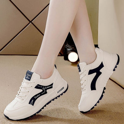 Cross-Border Large Size Leather Sports Shoes Women's Running Shoes 2025 Autumn New Fashion Casual Versatile Dad Shoes Women