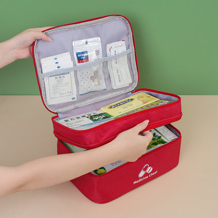 Double-layer Medical Bag Travel Portable First Aid Bag Household Medical Supplies Storage Box Epidemic Prevention Medicine Storage Bag