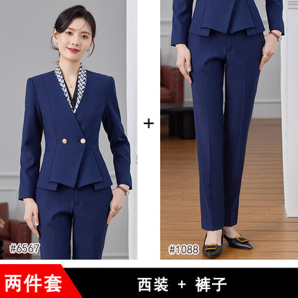 High-end Suit suit Female Spring and Autumn Professional Temperament Goddess Fan Hotel Manager Front Desk Reception Beauty Salon Overalls