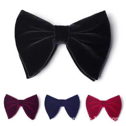 Imitation Horn Black Bow Tie Men's Formal Banquet Wedding Groom and Best Man High-End Velvet Pure Color Bow Tie for Women