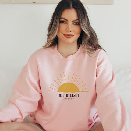 Amazon Large Size Pink Fleece Sweatshirt Women's Be the Light Sweatshirt Round Neck Women's Plus Velvet