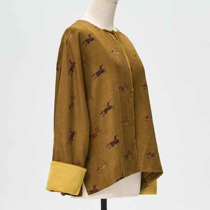 [Four Seasons Green] Silk Xiangyun Yarn Satin Jacquard New Chinese Coat Spring New Mulberry Silk Heavy Top