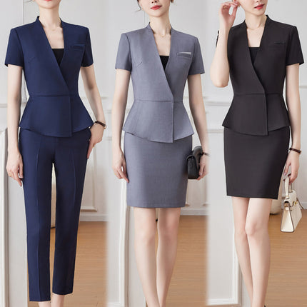 Jindian work clothes suit summer gray temperament professional suit jewelry shop work hotel front desk work clothes for women