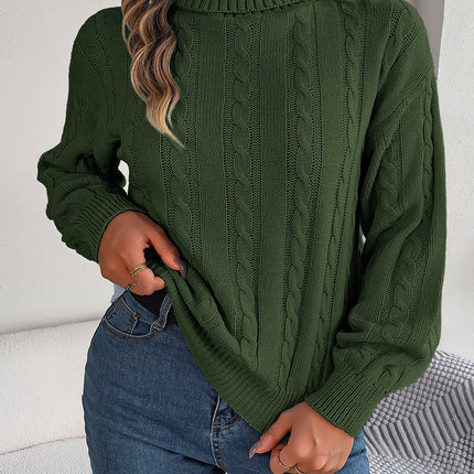 Big Sale 2024 Autumn and Winter Casual Pure Color Twist Long-Sleeved Turtleneck Sweater Independent Cross-Border European and American Clothing