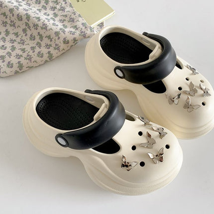 Explosive Wear-resistant Butterfly Accessories eva Summer Women's Baotou Slippers Simple Quick-drying Wear-resistant Non-slip Lightweight Height-increasing
