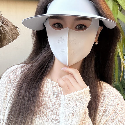 Jck's New Two-In-One Sun Protection Ice Silk Mask, Full-Face Summer Sun Protection Hat, Cycling Sun Hat, Uv Protection