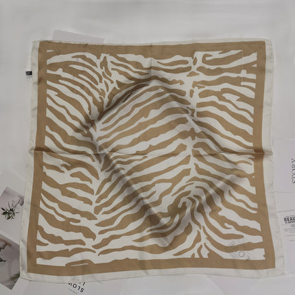 Korean Cashew Silk Scarf Women's Square Scarf Leopard Print Silk Scarf Imitation Silk Scarf Elegant Fashion Four Seasons Cross-Border Printed Scarf