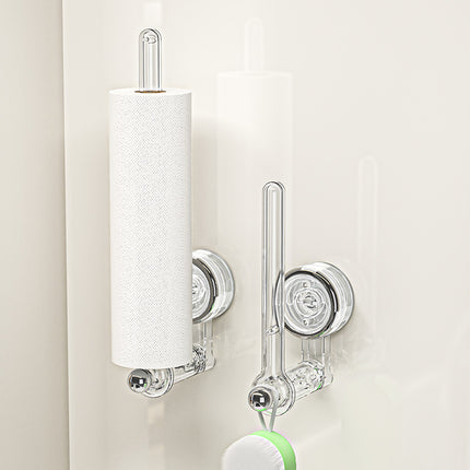 Suction Cup Kitchen Tissue Rack Punch-free Cabinet Paper Hanger Preservative Film Storage Lazy Rag Hanging Rod Roll Paper Rack