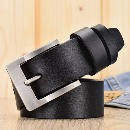Cross-border men's leather pin buckle belt retro belt fashion casual real cowhide jeans belt manufacturers wholesale
