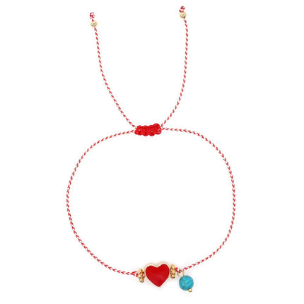 Cross-border Explosions Fashion Simple Martis Bracelet White Eyes Turquoise Red and White Rope Bracelet for Women