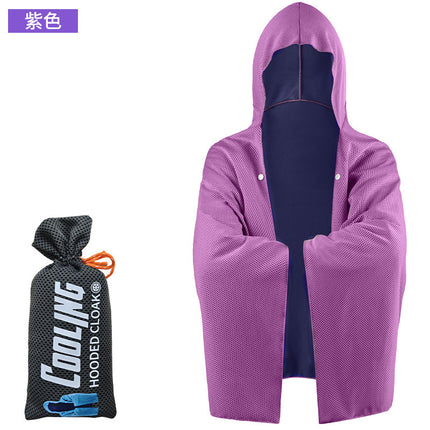 Outdoor sports cold sunscreen cloak large quick-drying hooded beach bath towel absorbent sunshade shawl cold towel