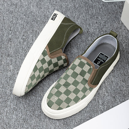 Manufacturer Summer Loafers Men's Genuine Leather Low-Top Breathable Green Cloth Shoes Slip-On Lazy Casual Sneakers Wholesale