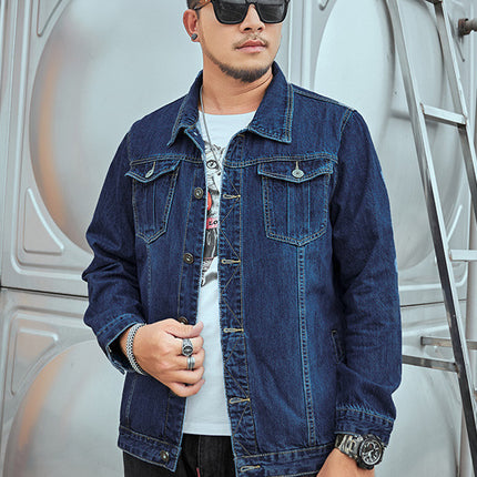Plus Size Men's Denim Top Denim Jacket Trendy Fat Work Clothes Large Denim Shirt Plus Fat Enlarged Denim Jacket