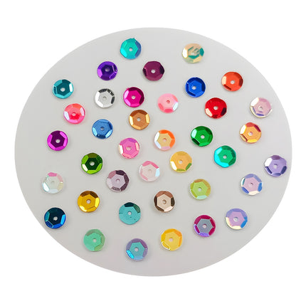 6MM round curved surface hole PVC sequins jewelry accessories concave and convex surface wholesale flat bottom hexagonal sewing clothing beads