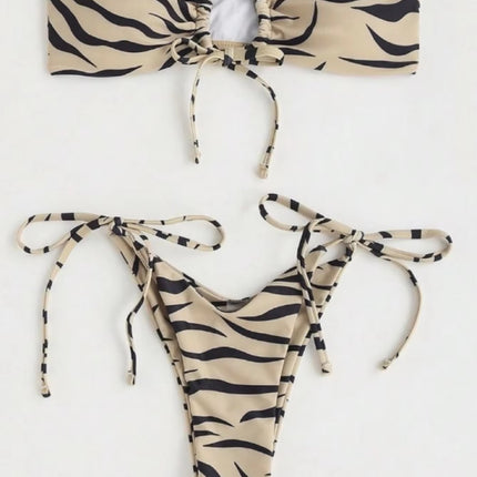 Yiyou 2025 European and American Sexy New Tube Top Zebra Print Split Bikini Swimsuit Women's Suit Bikini