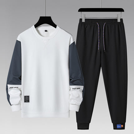 Cross-Border Sports Suit Men's Spring and Autumn Loose Large Size Korean Style Fitness Running Suit Autumn and Winter Thickened and Velvet Two-Piece Set