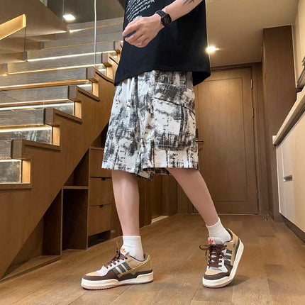 Men's Summer Sports Shorts Casual Corduroy Knee-Length American Style Trendy Basketball Loose Multi-Pocket Mid-Length Shorts