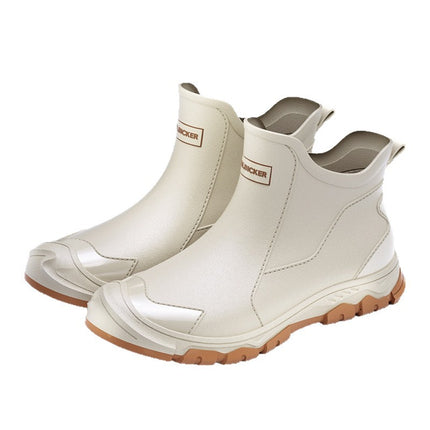Korean and Japanese Short Anti-Fouling Black Men's Rain Boots Black and Red Eco-Friendly Cross-Border Couple Rubber Shoes European and American Outdoor Wading Rubber Shoes for Men