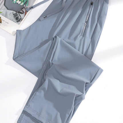 2025 New Summer Sun Protection Clothing for Women, Ice Silk Quick-Drying Pants for Couples, Thin, Same Style for Men and Women, Drapedy High-Elastic Casual Pants