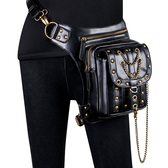 New Style Bag Women's Steampunk Retro Bag Shoulder Crossbody Bag Women's Fashionable Outdoor Mobile Phone Chain Waist Bag for Men