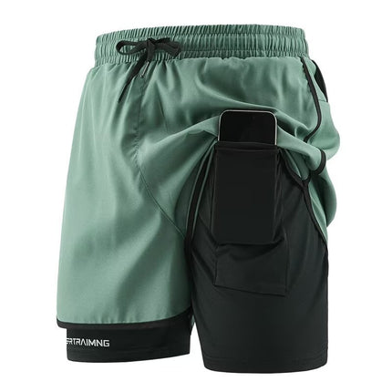 Cross-Border Sports Shorts for Men and Women, Running Fitness Anti-Exposure Three-Point Shorts, Fake Two-Piece Couple Quick-Dry Shorts