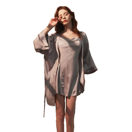 Sexy Suspender Nightgown with Breast Pads 2025 New Spring and Summer Ice Silk Satin High-End Pure Lust French Swing Collar Pajamas